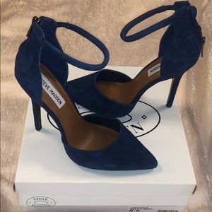 Blue suede heels